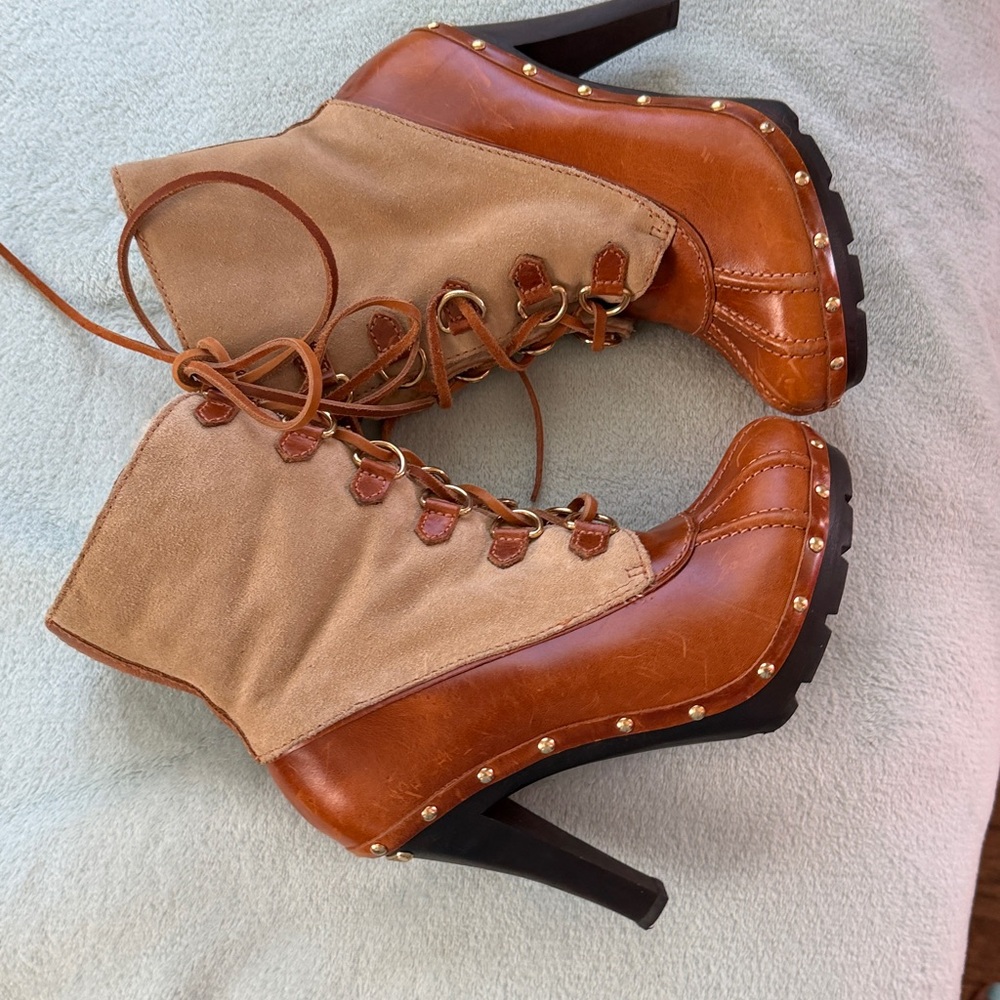 KORS Michael Kors Brown and Tan Lace Up Boots - Picture 2 of 14